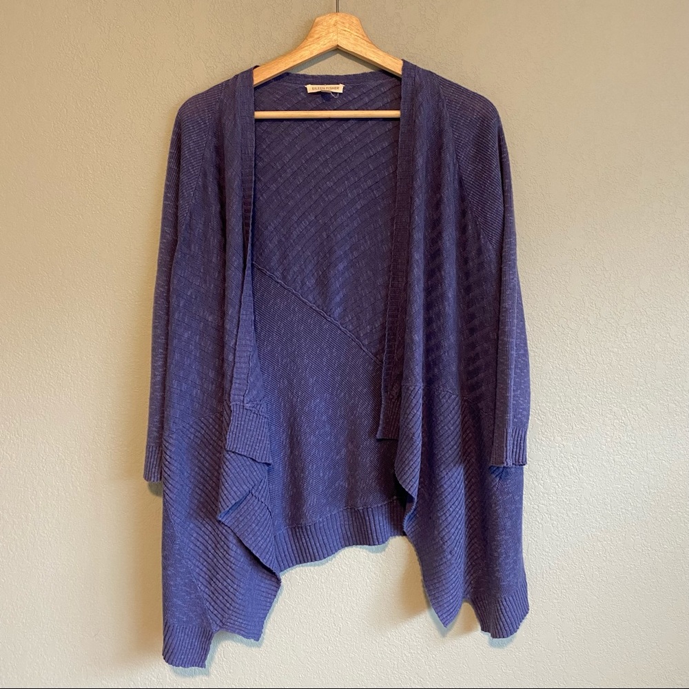 EILEEN FISHER blue wrap cardigan size small-